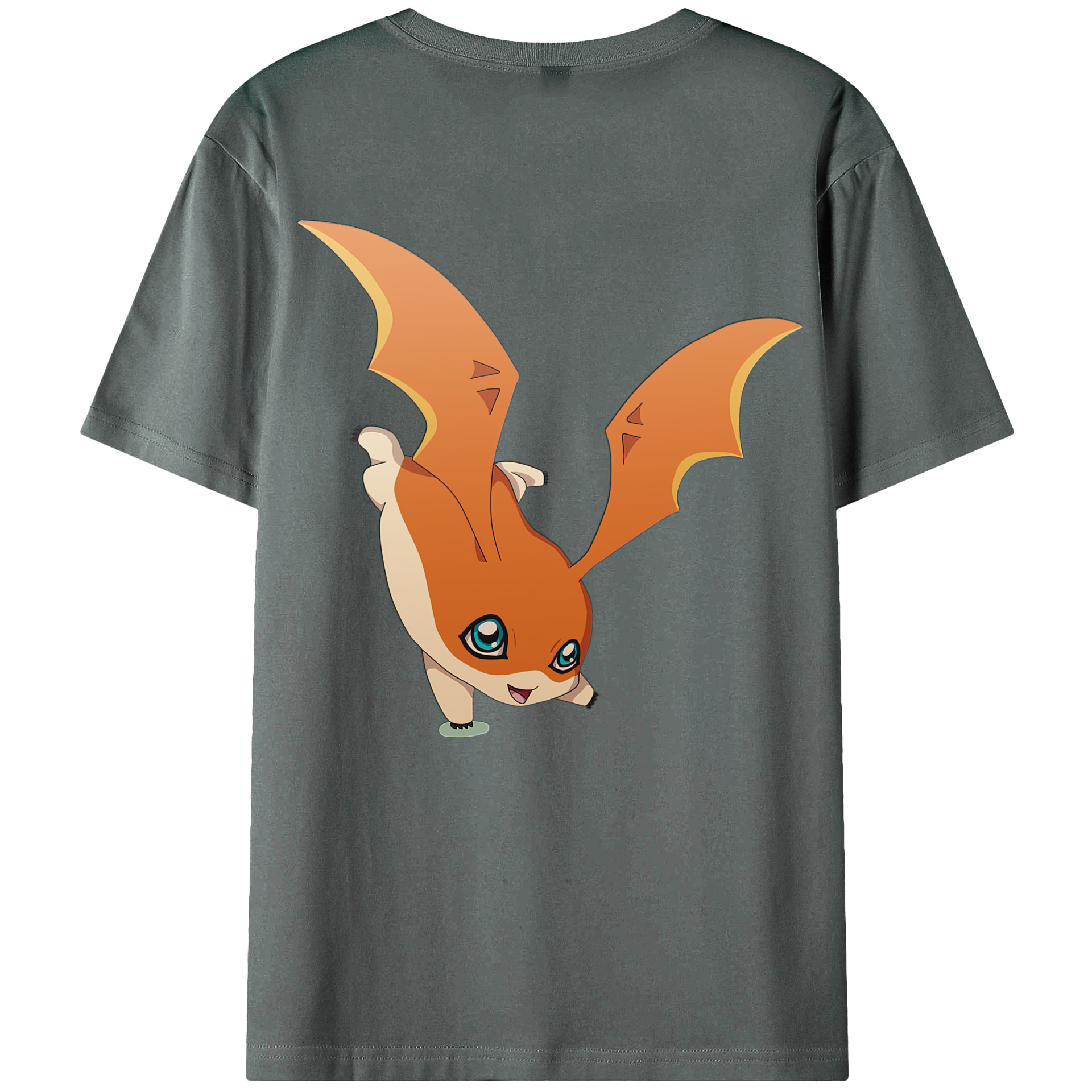 （画像用） Digimon デジタルモンスター/デジモン 綿100％ メンズ半袖Tシャツ（バックプリント） 通気性